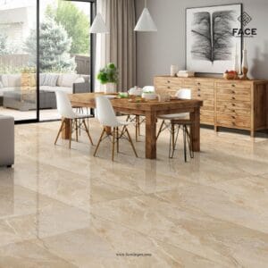 Large-format 600x1200mm polished porcelain tiles with high-gloss finish for luxury interiors